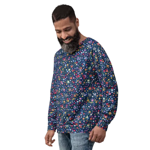 Navy Wildflower on a Sweatshirt