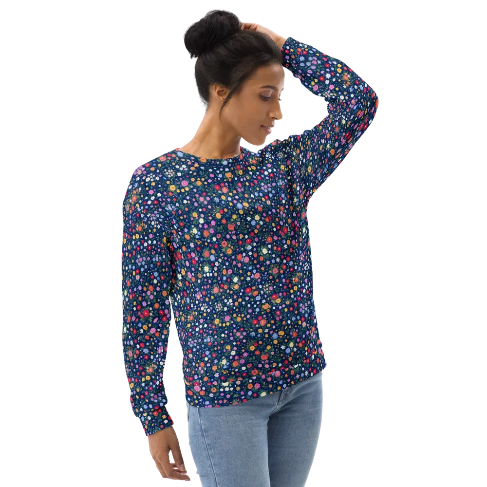 Navy Wildflower on Sweatshirt — Right Front