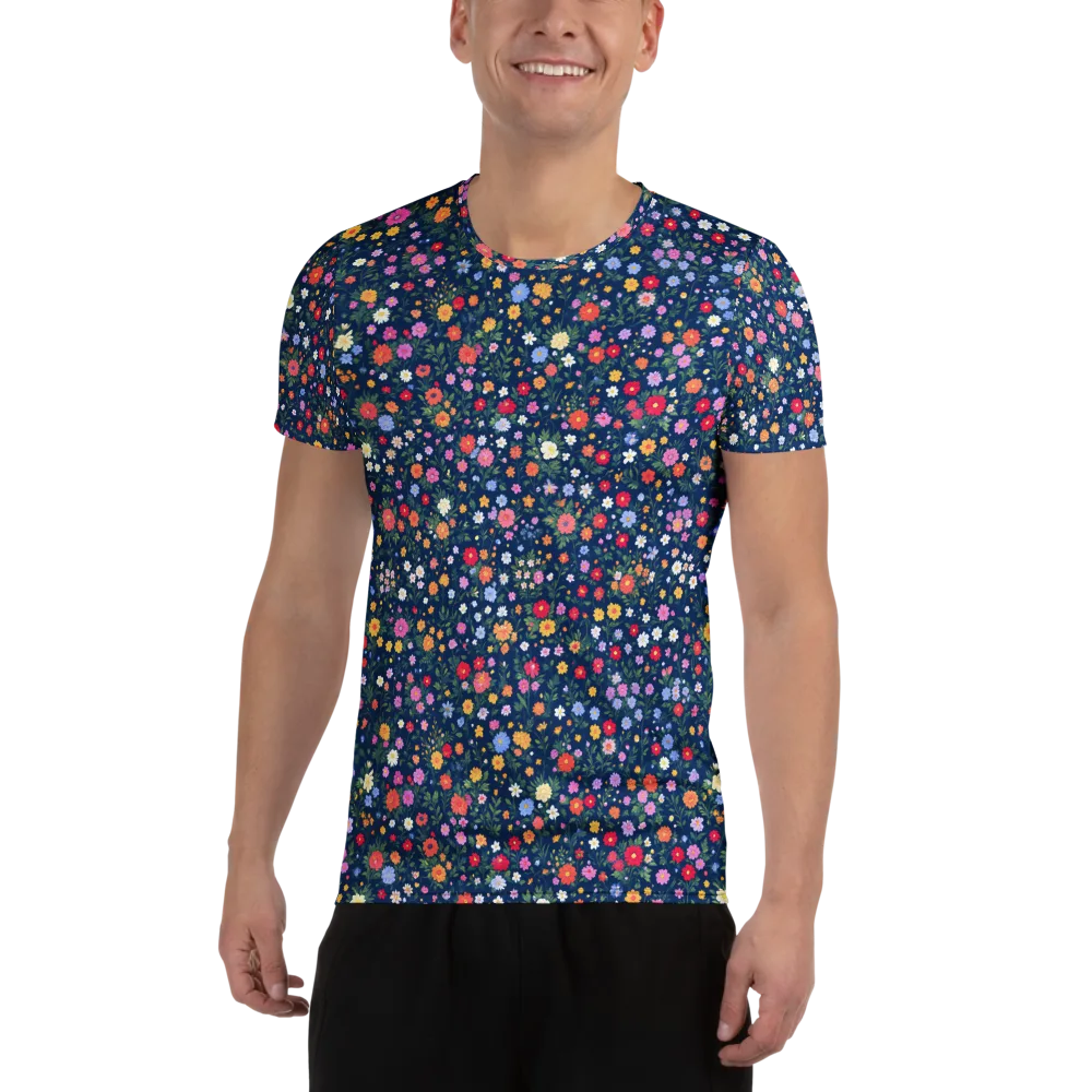 Navy Wildflower on Men's Athletic T-Shirt — Front