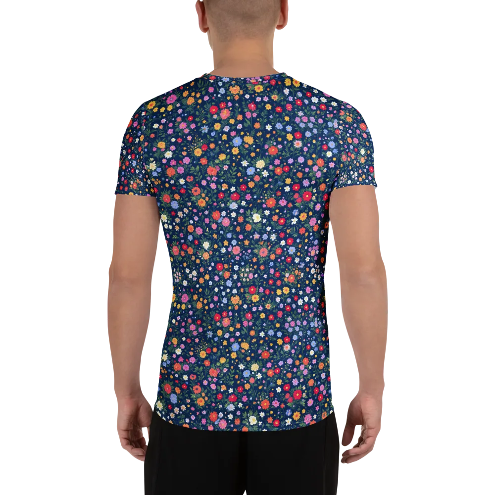 Navy Wildflower on Men's Athletic T-Shirt — Back