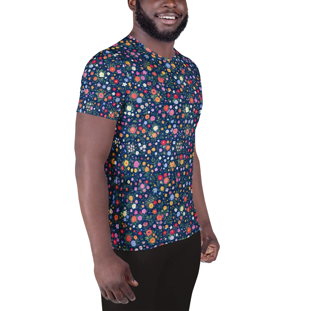 Navy Wildflower on Men's Athletic T-Shirt — Right