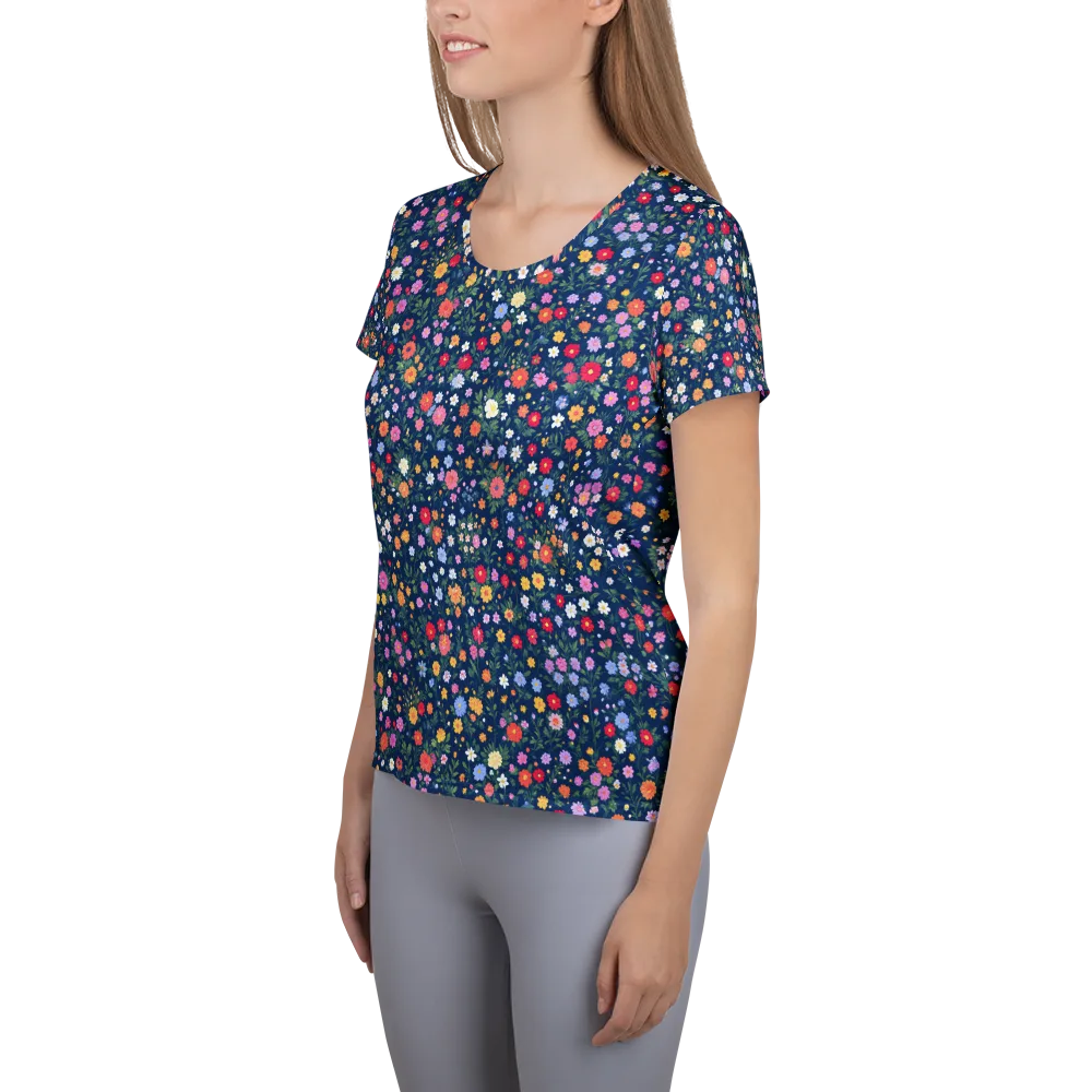Navy Wildflower on Women's Athletic T-Shirt — Left