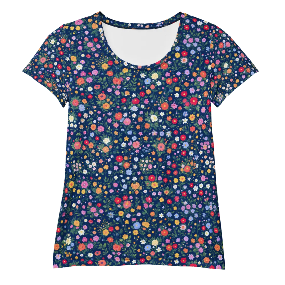 Navy Wildflower on Women's Athletic T-Shirt — Front