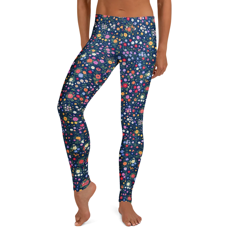 Navy Wildflower on Leggings — Front