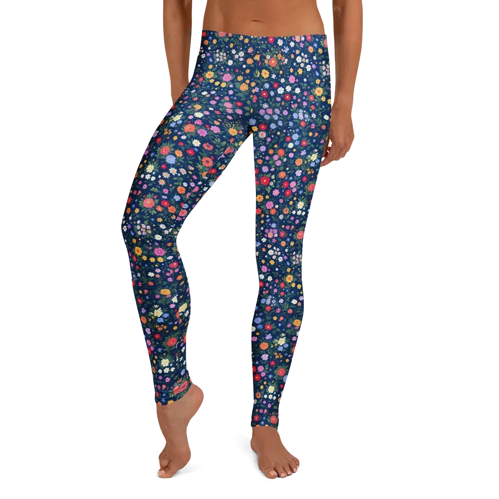 Navy Wildflower on Leggings — Front