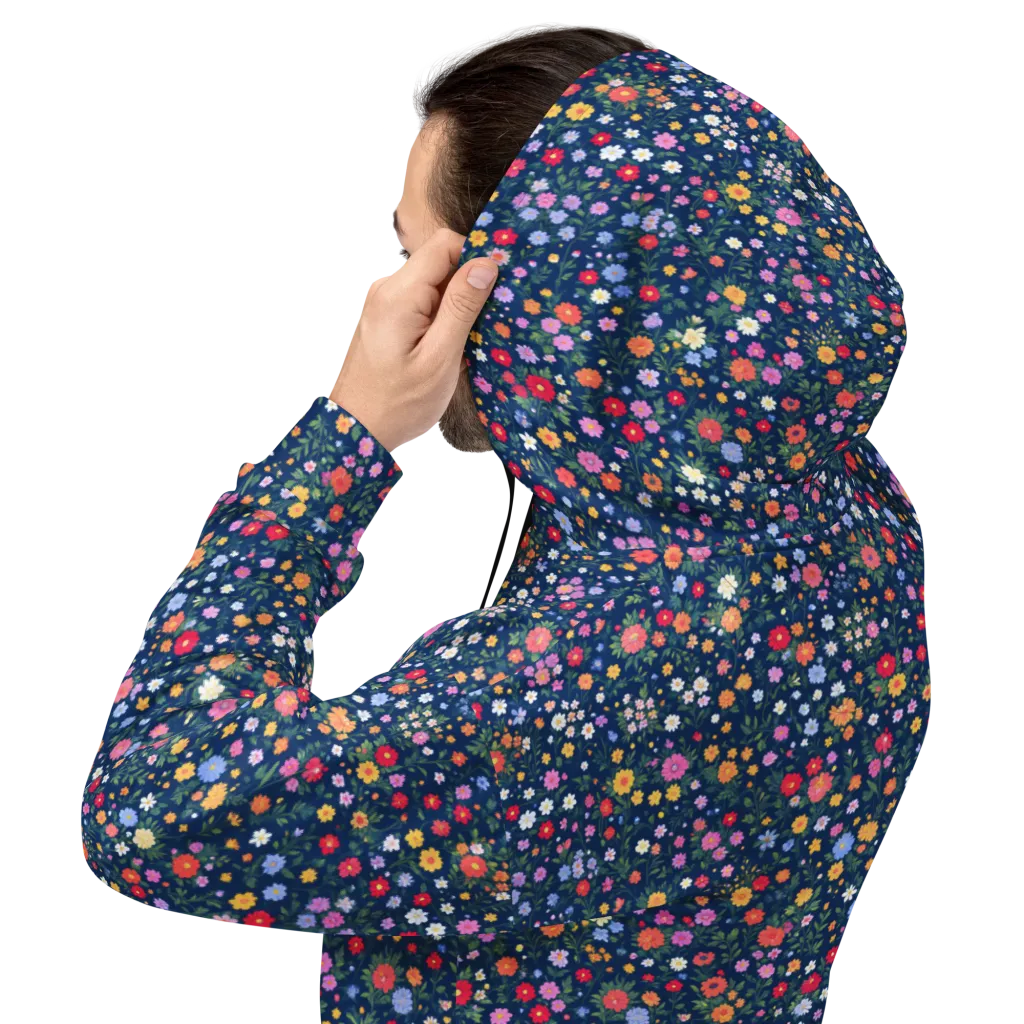 Navy Wildflower on Hoodie — Back