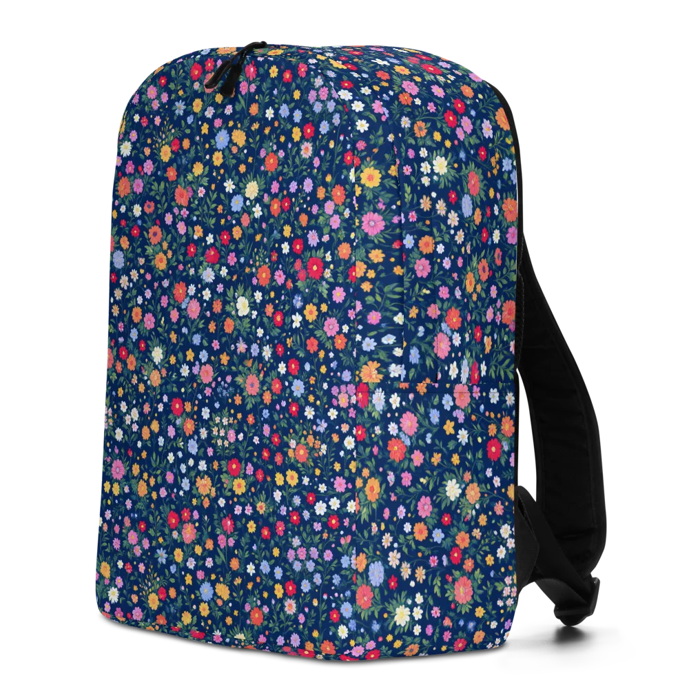 Navy Wildflower on Minimalist Backpack — Left