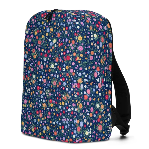 Navy Wildflower on a Minimalist Backpack