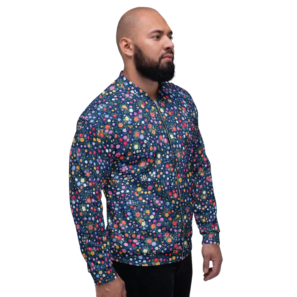 Navy Wildflower on Bomber Jacket — Right