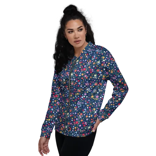 Navy Wildflower on a Bomber Jacket