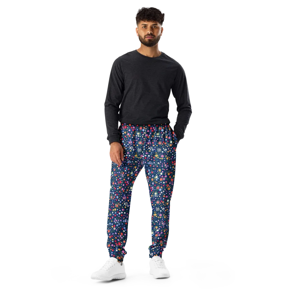 Navy Wildflower on Men's Joggers — Front