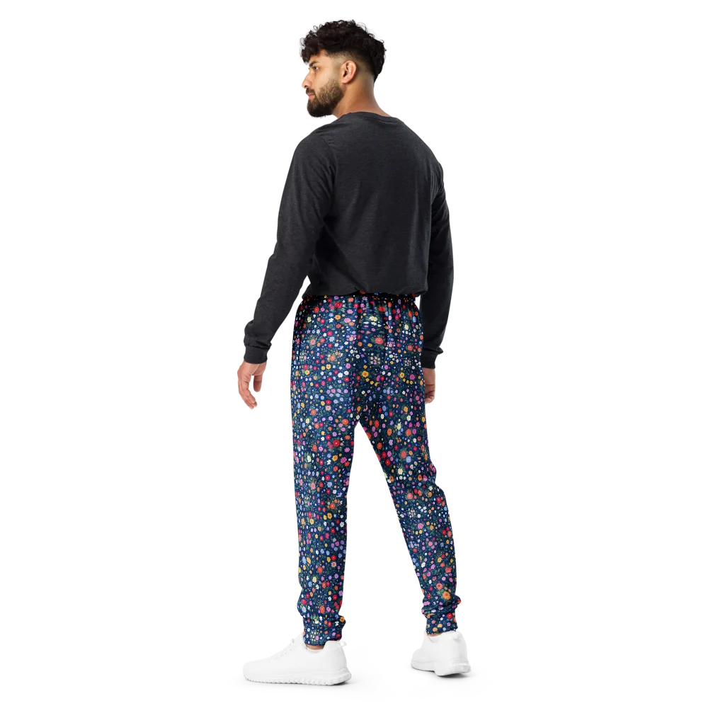 Navy Wildflower on Men's Joggers — Back