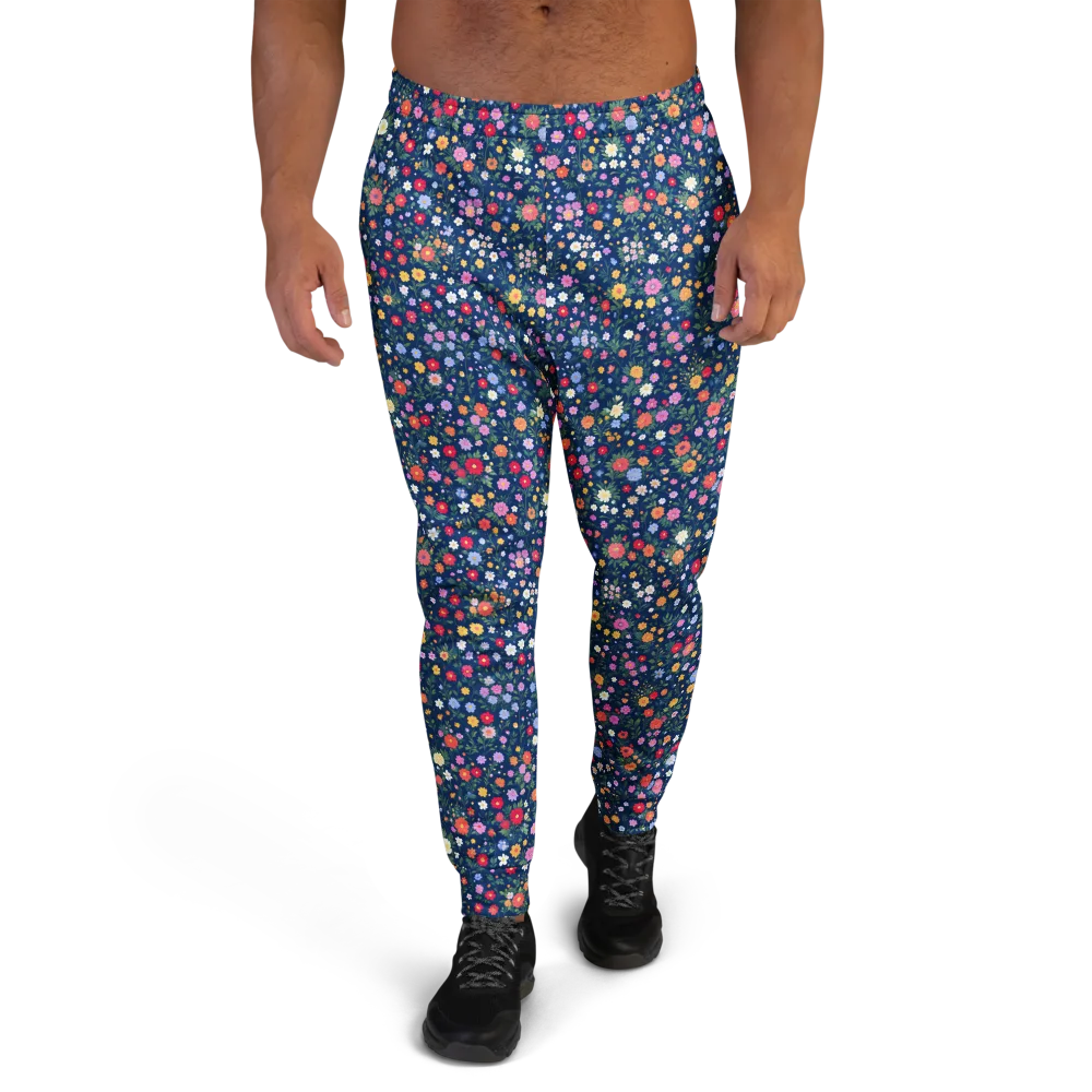 Navy Wildflower on Men's Joggers — Front