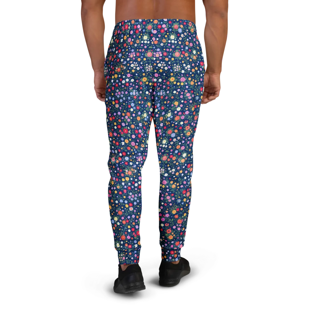 Navy Wildflower on Men's Joggers — Back