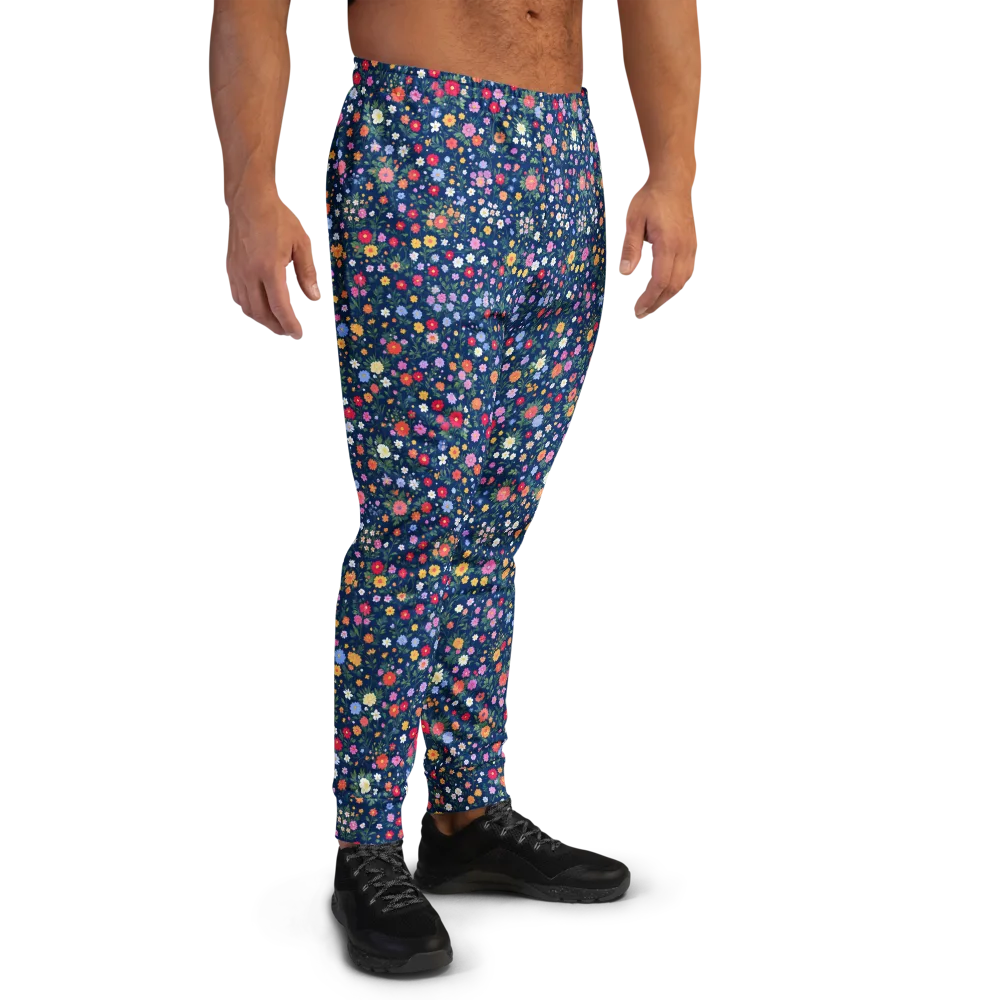 Navy Wildflower on Men's Joggers — Right
