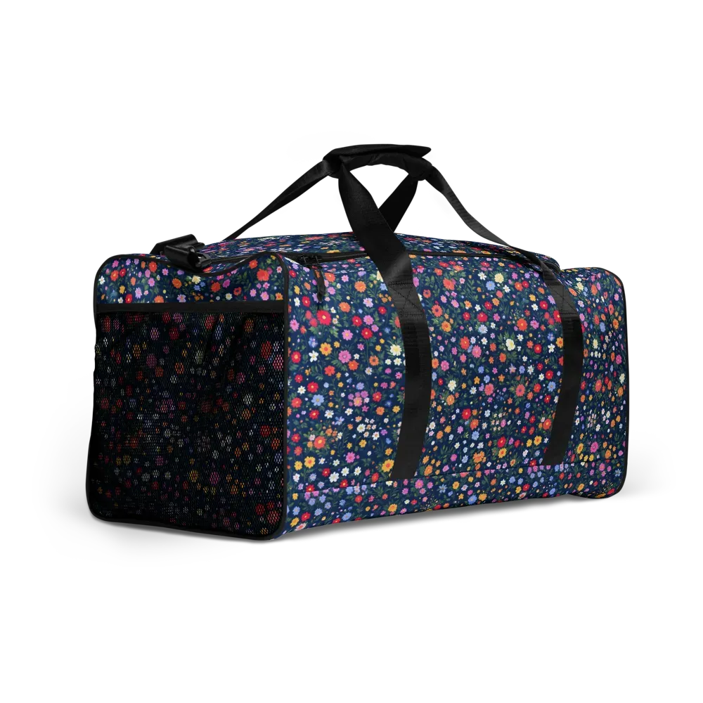 Navy Wildflower on Duffle Bag — Right Front