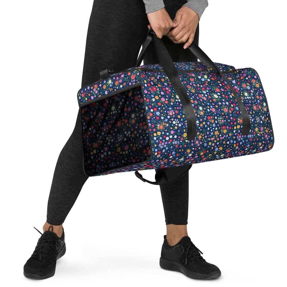 Navy Wildflower on Duffle Bag — Right Front