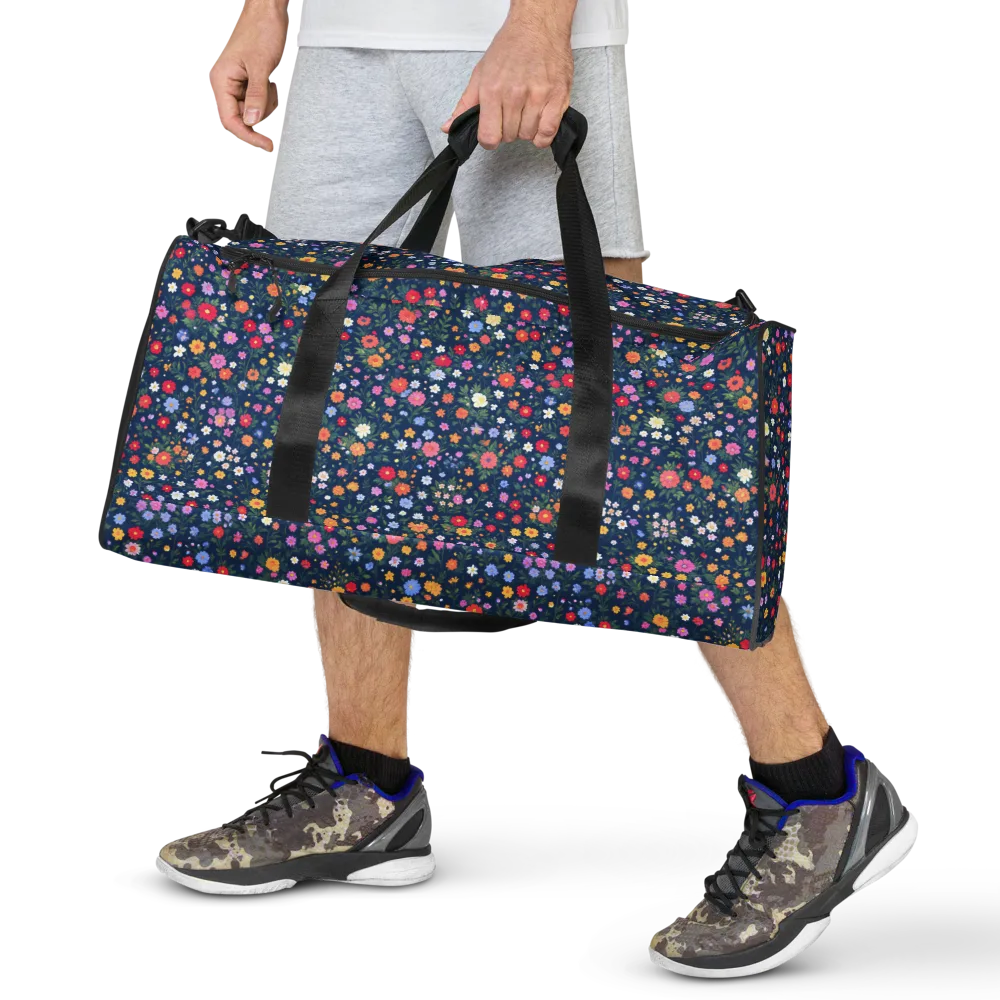 Navy Wildflower on Duffle Bag — Front
