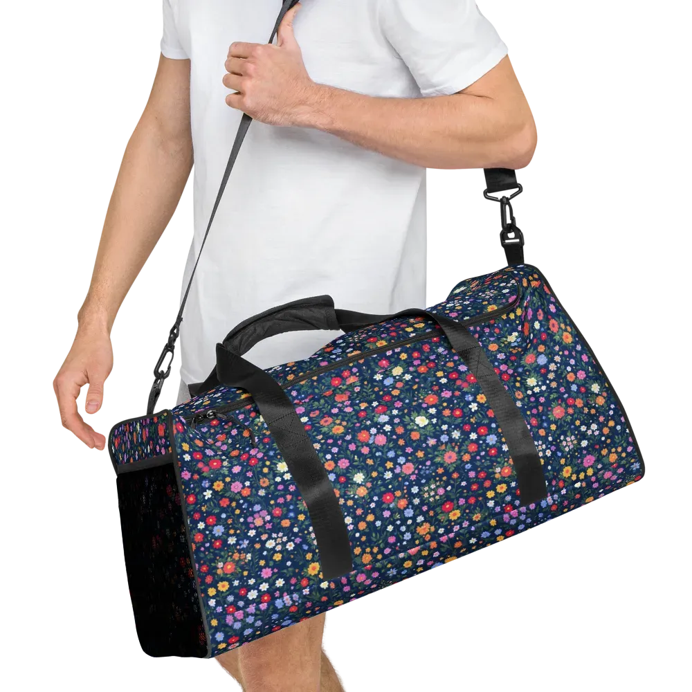 Navy Wildflower on Duffle Bag — Right Front
