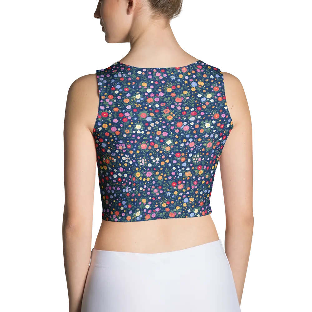 Navy Wildflower on Crop Top — Back