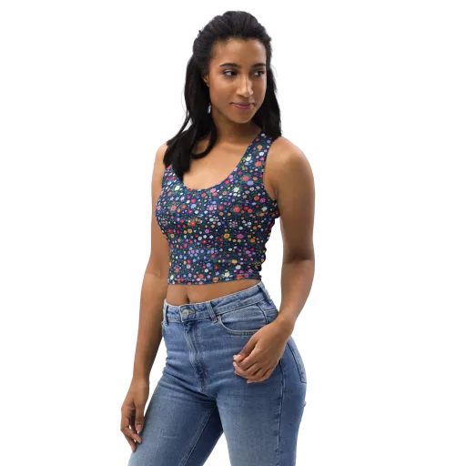 Navy Wildflower on a Crop Top