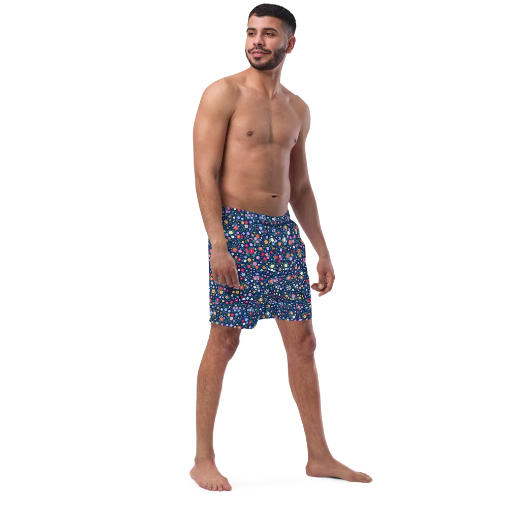 Navy Wildflower on Swim Trunks — Right Front