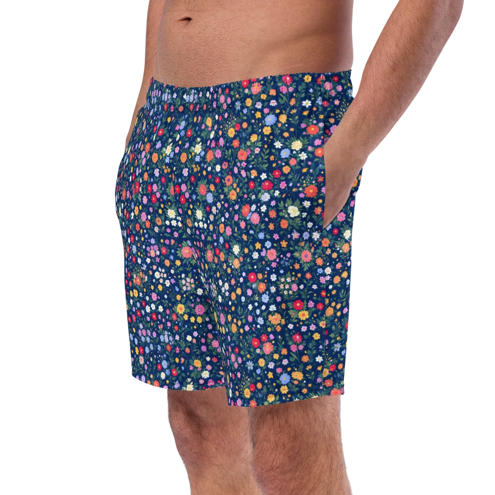 Navy Wildflower on Swim Trunks — Left Front