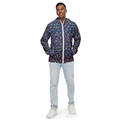 Navy Wildflower on a Men's Windbreaker