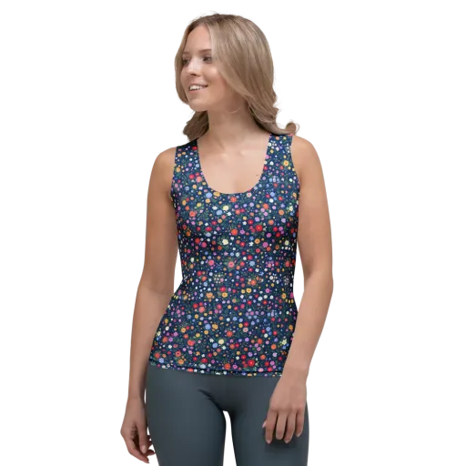 Navy Wildflower on a Women's Tank Top
