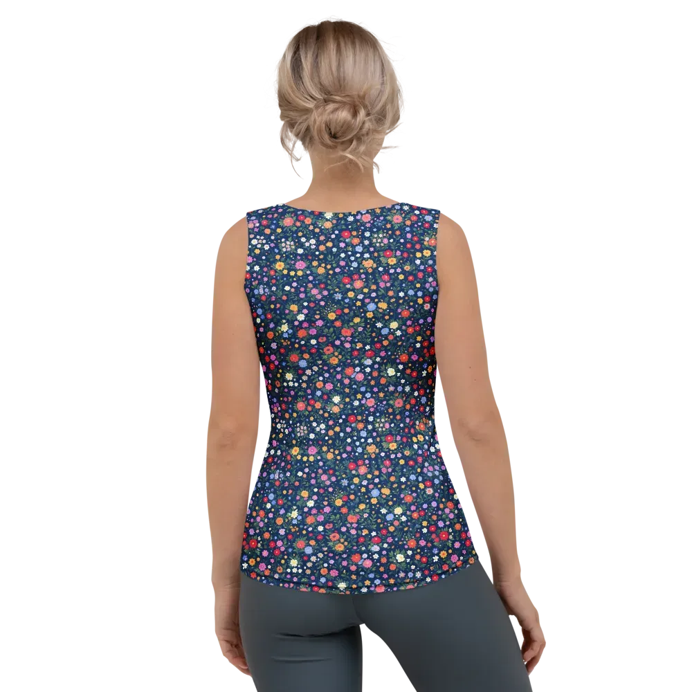 Navy Wildflower on Women's Tank Top — Back