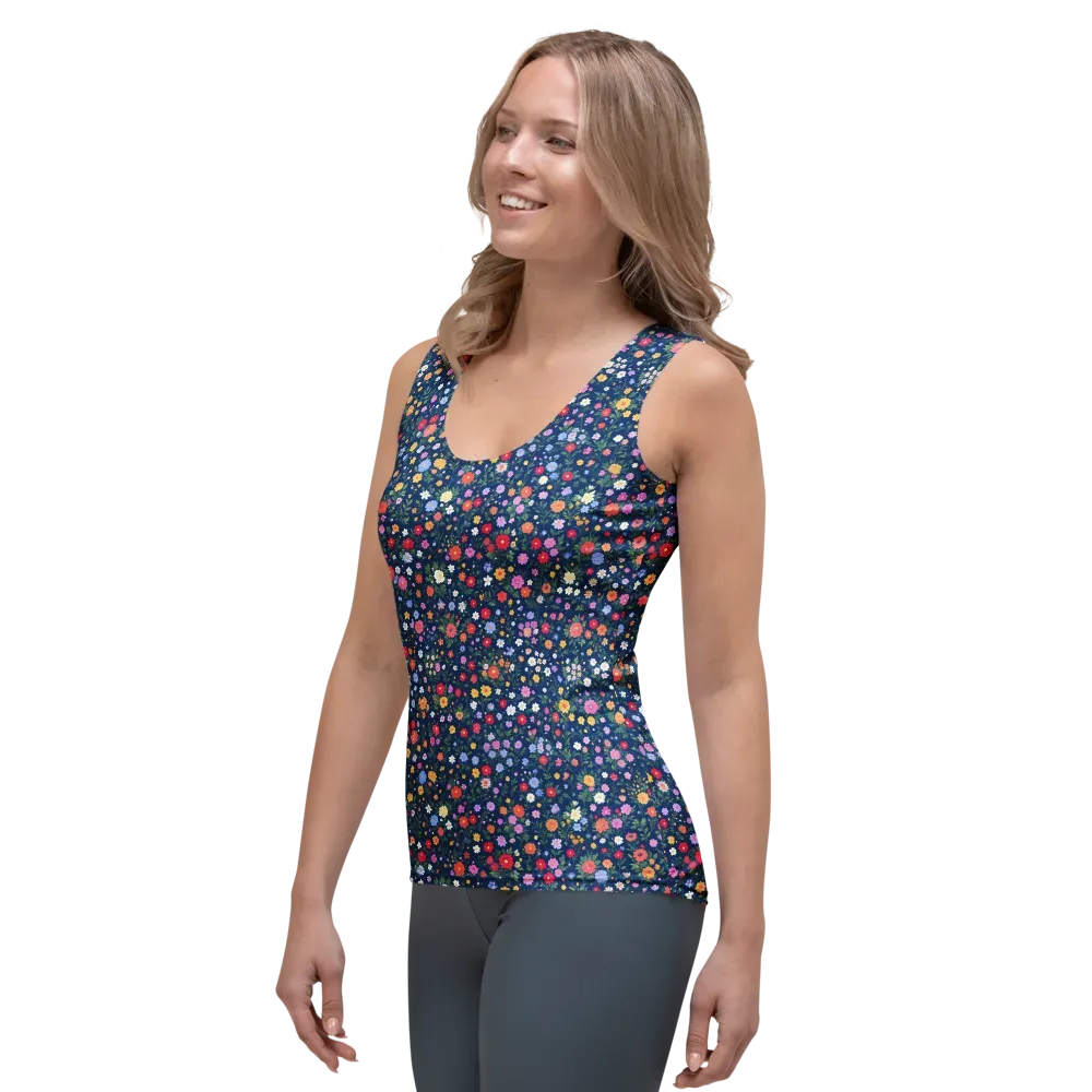 Navy Wildflower on Women's Tank Top — Left Front