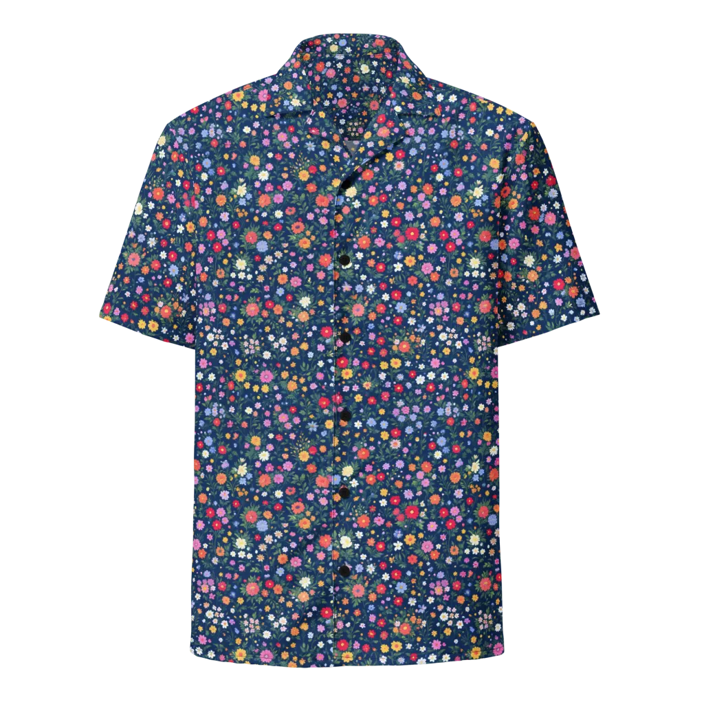 Navy Wildflower on Button Shirt — Front