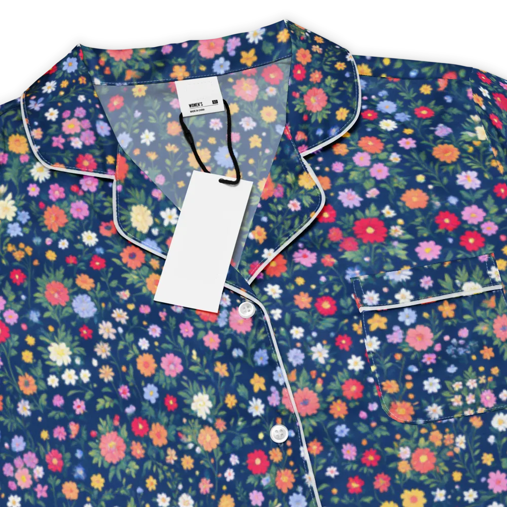 Navy Wildflower on Women's Short Sleeve Pajama Top — Product details