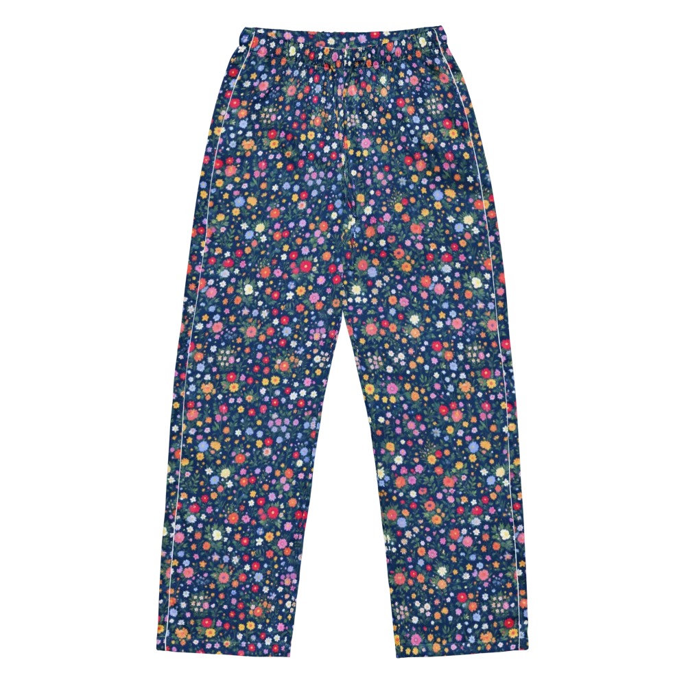 Navy Wildflower on Women's Pajama Pants — Front