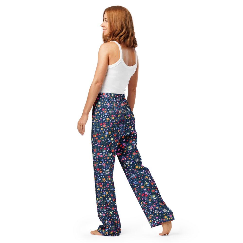 Navy Wildflower on Women's Pajama Pants — Back
