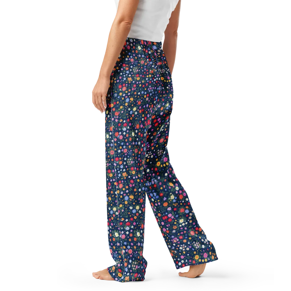 Navy Wildflower on Women's Pajama Pants — Left