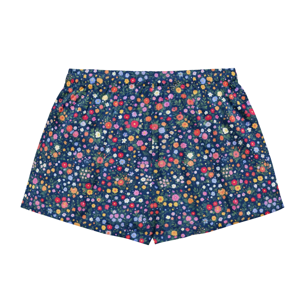 Navy Wildflower on Women's Pajama Shorts — Back