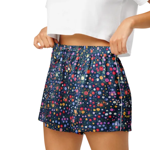 Navy Wildflower on a Women's Pajama Shorts