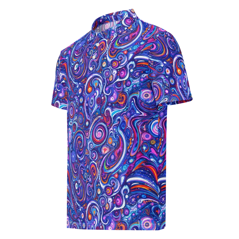 Cosmic Marbles on Men's Slim Fit Polo Shirt — Left Front