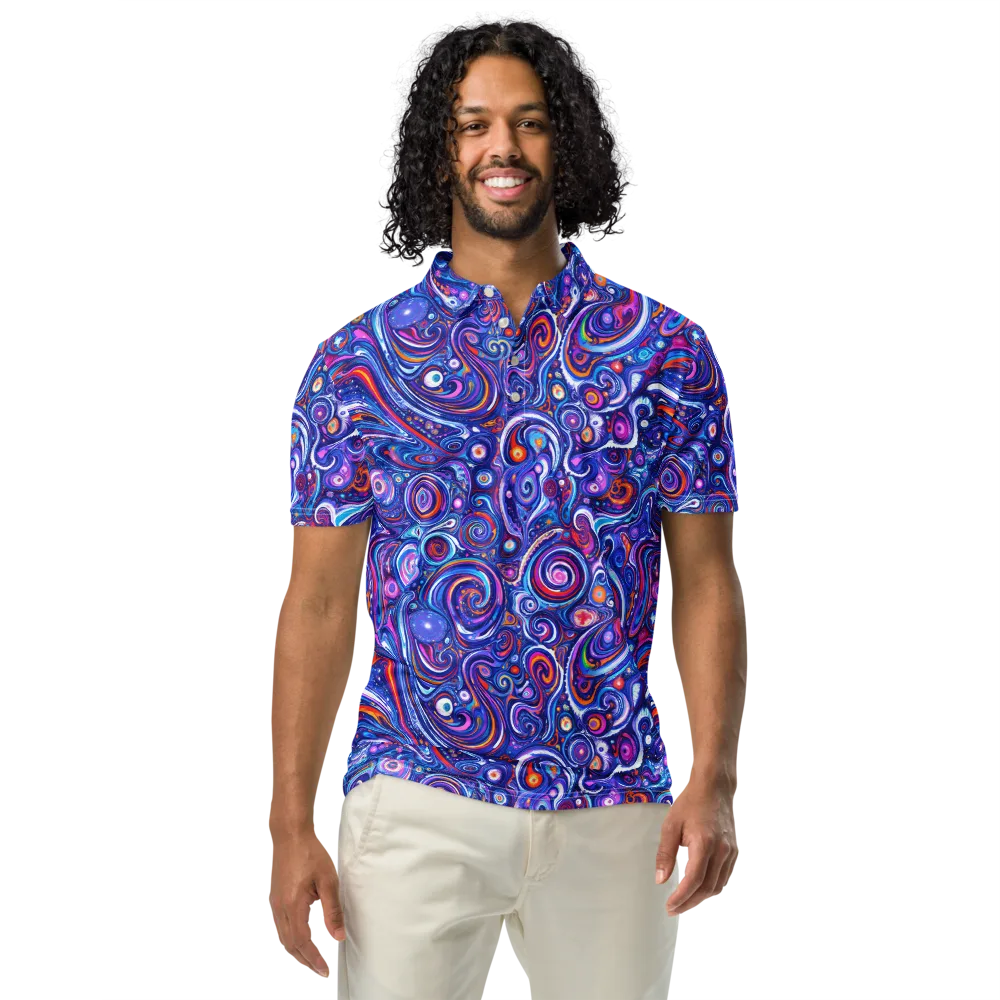 Cosmic Marbles on Men's Slim Fit Polo Shirt — Front