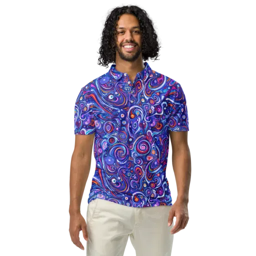 Cosmic Marbles on a Men's Slim Fit Polo Shirt