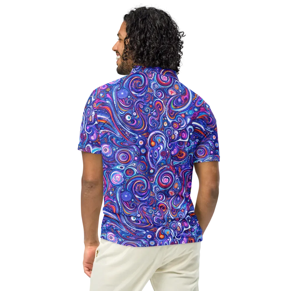 Cosmic Marbles on Men's Slim Fit Polo Shirt — Back
