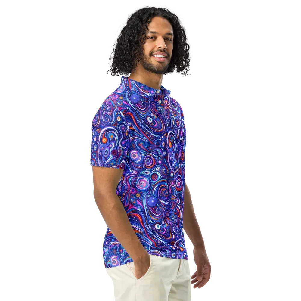 Cosmic Marbles on Men's Slim Fit Polo Shirt — Right Front