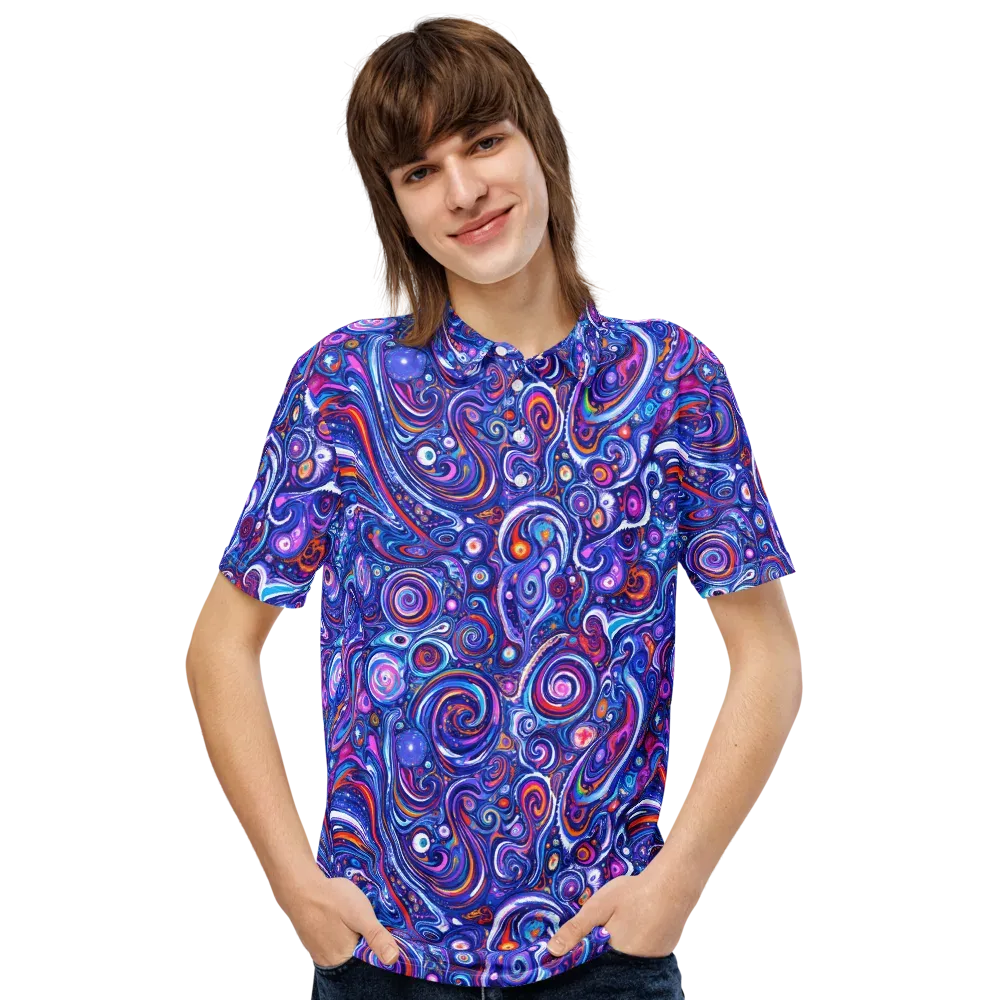 Cosmic Marbles on Men's Slim Fit Polo Shirt — Front