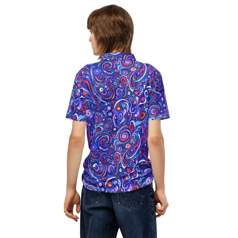 Cosmic Marbles on Men's Slim Fit Polo Shirt — Back