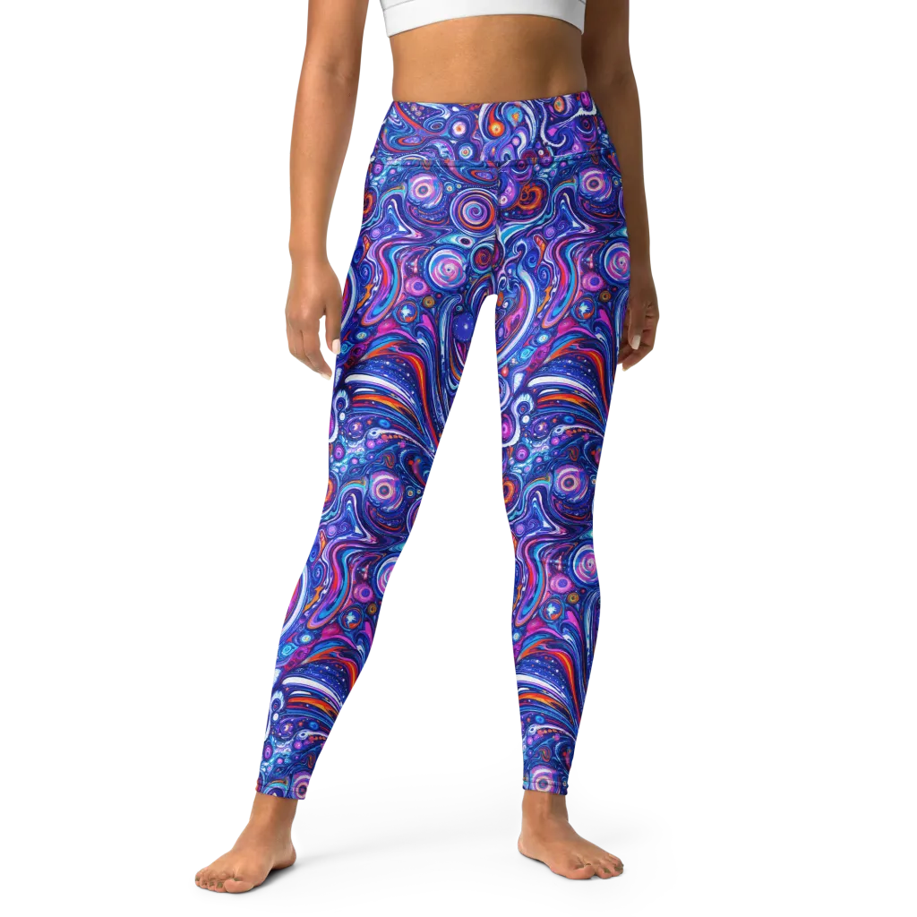 Cosmic Marbles on Yoga Leggings — Front