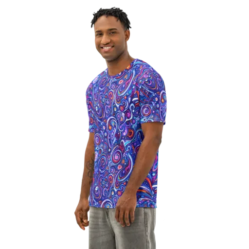 Cosmic Marbles on a Men's Cotton Crew Neck T-Shirt
