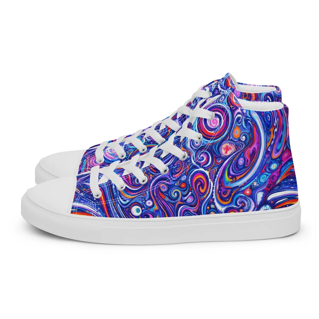 Cosmic Marbles on Men's High Top Canvas Shoes — Left