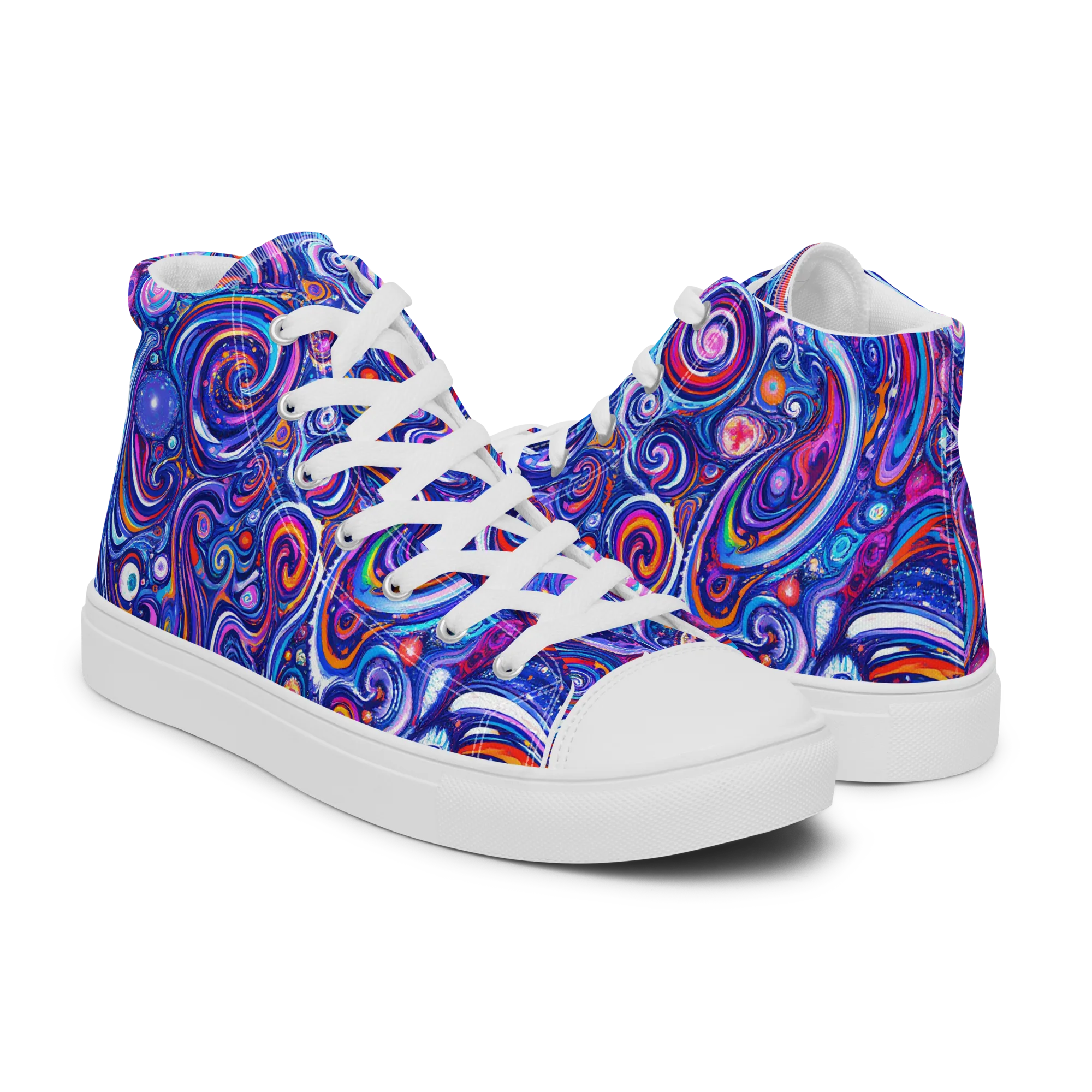 Cosmic Marbles on Men's High Top Canvas Shoes — Right