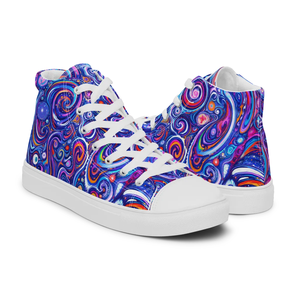 Cosmic Marbles on Men's High Top Canvas Shoes — Right